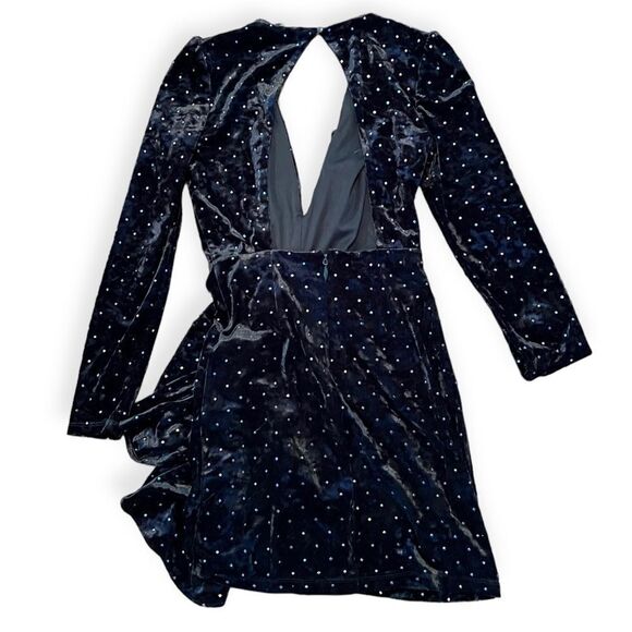 Topshop Black Velvet Rainbow Stud Dress Ruffle Formal Party Cocktail Open Back 2 - Picture 5 of 8